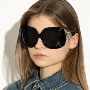 New! Valentino VLS 180A, Chic Black Oversized Sunglasses, Authentic